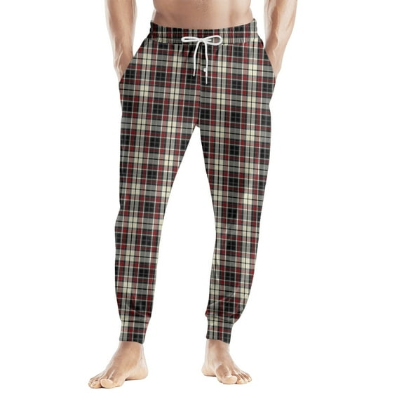 Fgvctg Pajama Pants Men Plaid Lounge Pants Breathable Sleep Pajamas Pant Drawstring Sleepwear Lounge Bottom Cozy Lightweight Pjs Bottoms With Pockets Deep Red L