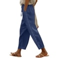 thumbnail image 1 of Fgvctg Palazzo Pants for Women 2026 Spring Summer Flowy Wide Leg Linen Pants Boho Elastic Waist Palazzo Drawstring Long Trousers Lightweight Beach Lounge Trouser Clothes with Pockets Dark Blue 2XL, 1 of 7