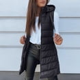 thumbnail image 1 of Fgvctg Puffer Jacket Womens Sleeveless Quilted Warm Puffer Vest Zip Up Puffy Outerwear Long Coat Hooded Lightweight Jackets Soft Clothes with Pockets Black 2XL, 1 of 5