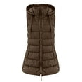 thumbnail image 1 of Fgvctg Puffer Vest for Women Quilted Sleeveless Warm Puffer Vests Lightweight Hooded Outerwear Long Coats Puffy Zip Up Jackets Cozy Clothes with Pockets Coffee 2XL, 1 of 5