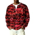 thumbnail image 1 of Fgvctg Romantic Valentine's Day Sweater Mens Henley Collar Ribbed Knit Button Down Sweater Love Heart Print Fashion Slim Fit Long Sleeve Pullover Sweaters Spring Loose Clothes Red M, 1 of 5