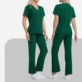 thumbnail image 1 of Fgvctg Scrub Sets for Woman Plus Size Nurse Uniforms Stretchy V Neck Scrub Tops and Pants Jogger Scrubs Medical Scrub Sets Uniformes De Enfermeras De Mujer Dark Green L, 1 of 4