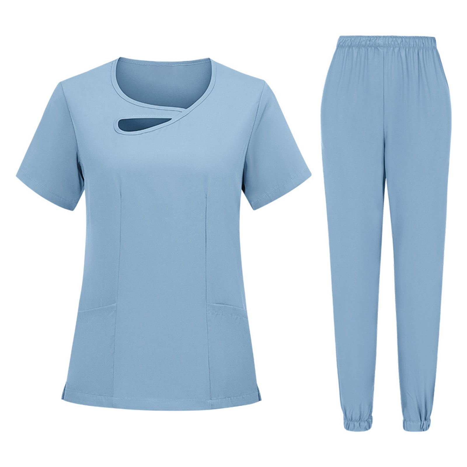 Fgvctg Scrubs for Women Plus Size Scrubs Stretchy V-Neck Scrub Pants ...