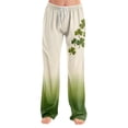 thumbnail image 1 of Fgvctg St. Patrick's Day Plus Size Pajamas for Women Lucky Shamrock Clover Print Wide Leg Pajamas Sleepwear High Waisted Pj Pants Loose Spring Drawstring Lounge Pants with Pockets Khaki XL, 1 of 6