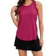 thumbnail image 1 of Fgvctg Summer Womens Tank Tops Crew Neck Casual Flowy Ruffle Sleeveless Plus Size Shirts for Women Hot Pink L, 1 of 6