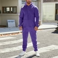 thumbnail image 1 of Fgvctg Sweat Set for Men 2 Piece Fall Sweatsuit Warm Jogger Sweatpant Plus Size Fleece Tracksuits Oversized Sweatshirts Lounge Hoodie with Pockets Purple M, 1 of 9