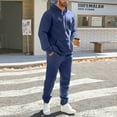 thumbnail image 1 of Fgvctg Sweat Set for Men 2 Piece Winter Lounge Hoodies Fashion Fleece Sweatsuits Comfy Jogger Sweatpants Oversized Sweatshirts Tracksuit with Pockets Navy L, 1 of 9