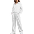 thumbnail image 1 of Fgvctg Sweat Set for Women 2 Piece Tracksuits Set Half Zip Sweatshirt Fleece Wide Leg Sweatpants Fall Athletic Jogger Lounge Sweatsuits with Pockets White XL, 1 of 3