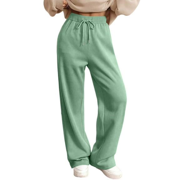 Fgvctg Sweatpants for Women Wide Leg Baggy Lounge Pants Fall Soft Outfits 2025 High Waisted Drawstring Joggerss Clothes Mint Green S