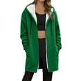 thumbnail image 1 of Fgvctg Sweatshirt for Women Zip Up Long Sleeve Winter Tunic Sweatshirt Hooded Sweatshirt Oversized Fleece Lined Jacket Drawstring Hoodies with Side Pockets Army Green S, 1 of 4