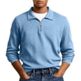 thumbnail image 1 of Fgvctg Sweatshirts for Men Textured Stand Collar Corduroy Sweatshirts Quarter Zip Oversized Pullover Shirts Long Sleeve Loose Fall Clothes Sky Blue 5XL, 1 of 5