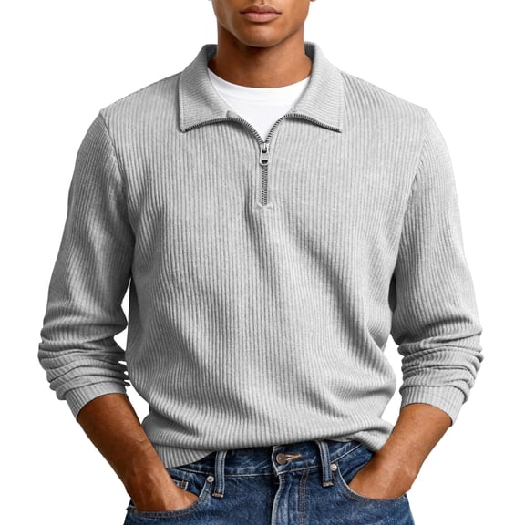 Fgvctg Sweatshirts for Men Fashion Stand Collar Corduroy Sweatshirt Quarter Zip Oversized Pullover Shirts Long Sleeve Loose Fall Top White 4XL