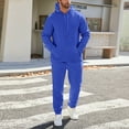 thumbnail image 1 of Fgvctg Sweatsuits Men 2 Piece Outfit Fall Sweatsuits Trendy Jogger Sweatpants Plus Size Fleece Tracksuit Oversized Sweatshirt Lounge Set with Pockets Blue M, 1 of 9