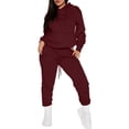 thumbnail image 1 of Fgvctg Sweatsuits Women 2 Piece Outfit Fall Lounge Hoodies Athletic Fleece Sweatsuits Plus Size Jogger Sweatpant Oversized Sweatshirts Tracksuits with Pockets Wine XL, 1 of 7