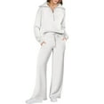 thumbnail image 1 of Fgvctg Sweatsuits Women 2 Piece Outfit Fleece Half Zip Sweatshirt Lounge Set Sweatsuit Wide Leg Sweatpants Athletic Jogger Winter Tracksuit with Pockets White L, 1 of 6