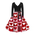 thumbnail image 1 of Fgvctg Valentine'S Day A Line Dresses For Women Romantic V Neck Vintage Dress Cocktail Cute Heart Graphic Trendy 50'S Dress Date Night Long Sleeve Oversized Dressy Clothing Red 2XL, 1 of 4