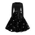 thumbnail image 1 of Fgvctg Valentine'S Day Party Dresses For Women Cute Heart Graphic Cocktail Dress Vintage Crewneck 50S Tea Dress Long Sleeve Dressy Romantic Date Night Clothes Black XL, 1 of 4