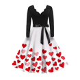 thumbnail image 1 of Fgvctg Valentine'S Day Tea Party Dresses For Women Fashion Long Sleeve Vintage Dress Cocktail Lightweight Dress 1950S Sweet Love Heart Print Date-Night Outfits V Neck Clothing Light Pink S, 1 of 4