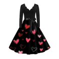 thumbnail image 1 of Fgvctg Valentine'S Day Tea Party Dresses For Women Love Heart Graphic Vintage Dresses Cocktail Sweet V Neck Dress 1950S Long Sleeve Dressy Sweet Date-Night Outfit Black 2XL, 1 of 4
