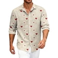 thumbnail image 1 of Fgvctg Valentine's Day Button Down Shirt for Men Long Sleeve V Neck Blouse Dressy Date Day Love Heart Print Shirt Plus Size Collared Business Casual Tops Hot Pink 3XL, 1 of 5