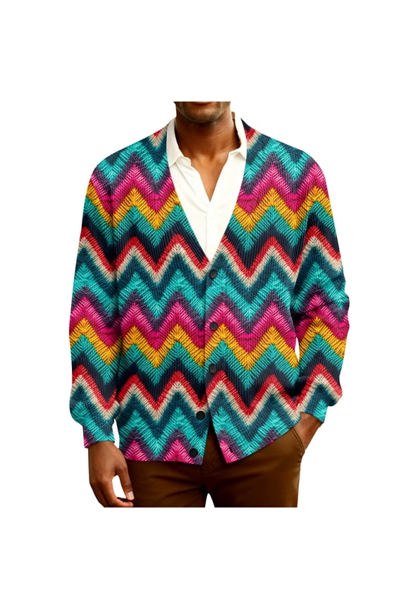 Valentine's Day Cardigan Sweaters for Men Ribbed Knit Romantic Love Heart Graphic Sweater Long Sleeve Casual Coats Sweet Button Down Cozy Spring Clothing Yellow M