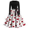 thumbnail image 1 of Fgvctg Valentine's Day Dresses for Women Romantic Crewneck Vintage Cocktail Dresses Cute Heart Print Fashion 50s Tea Dress Date Night Long Sleeve Lightweight Dressy Outfit White XL, 1 of 3