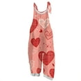 thumbnail image 1 of Fgvctg Valentine's Day Dressy Jumpsuits for Women Wide Leg Pant Date Night Spaghetti Straps Cute Love Heart Graphic Jumpsuits Sleeveless Bib Overalls Sprimg Rompers Clothing With Pockets Red XL, 1 of 3