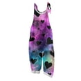 thumbnail image 1 of Fgvctg Valentine's Day Formal Jumpsuits for Women Sleeveless Date Night Spaghetti Straps Overalls Holiday Wide Leg Pant Love Heart Graphic Bib Overalls Romper Sprimg Pants With Pockets Cyan 2XL, 1 of 4