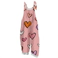 thumbnail image 1 of Fgvctg Valentine's Day Jumpsuits for Women Dressy Sleeveless Date Night Spaghetti Straps Overall Festival Wide Leg Pant Love Heart Graphic Bib Overalls Romper Sprimg Pants With Pockets Light pink L, 1 of 4
