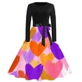 thumbnail image 1 of Fgvctg Valentine's Day a Line Dresses for Women Fashion Long Sleeve Vintage Cocktail Dress Classy Dinner 1950s Tea Dress Elegant Love Heart Graphic Outfits Crewneck Clothes Purple S, 1 of 4