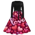 thumbnail image 1 of Fgvctg Valentine's Day a Line Dresses for Women Romantic Crewneck Vintage Cocktail Dress Cute Heart Graphic Fit 1950s Dresses Long Sleeve Formal Dressy Outfit Wine L, 1 of 4