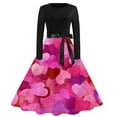 thumbnail image 1 of Fgvctg Valentine's Day a Line Dresses for Women Romantic Crewneck Vintage Cocktail Dress Cute Heart Print Trendy 1950s Tea Dress Long Sleeve Oversized Dressy Outfit Watermelon Red L, 1 of 4