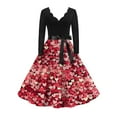 thumbnail image 1 of Fgvctg Valentine's Day a Line Dresses for Women Romantic V Neck Vintage Cocktail Dresses Cute Heart Print Soft 50s Tea Dress Long Sleeve Oversized Dressy Clothes Watermelon Red L, 1 of 5