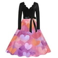 thumbnail image 1 of Fgvctg Valentine's Day a Line Dresses for Women Sweet V Neck Vintage Cocktail Dress Love Heart Graphic Fashion 50s Tea Dress Date-Night Long Sleeve Classy Dressy Outfit Purple XL, 1 of 4