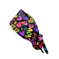 thumbnail image 1 of Fgvctg Valentine's Day Love Heart Print Scrub Hats For Women Long Hair Head Covering One Size Adjustable Tie Back Romantic Date Night Scrub Caps Black, 1 of 5