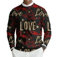 thumbnail image 1 of Fgvctg Valentine's Day Men Sweater Ribbed Knit Crewneck Sweater Love Heart Print Soft Pullover Slim Fit Long Sleeve Sweaters Lightweight Spring Blouse Red XL, 1 of 5