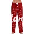 thumbnail image 1 of Fgvctg Valentine's Day Mens Pajamas Lover Sleepwear Wide Leg Pajamas Heart Graphic High Waisted Pjs Pants Oversized Spring Drawstring Lounge Pants with Pockets Pink 3XL, 1 of 6