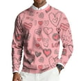 thumbnail image 1 of Fgvctg Valentine's Day Mens Sweater Crewneck Ribbed Knit Sweater Love Heart Print Warm Slim Fit Long Sleeve Pullover Sweaters Spring Loose Clothes Pink 3XL, 1 of 5