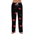 thumbnail image 1 of Fgvctg Valentine's Day Pajama Pants for Men Lover Sleepwear Wide Leg Pajamas Heart Graphic High Waisted Pjs Pants Stretch Fall Spring Drawstring Lounge Pants with Pockets Watermelon Red 3XL, 1 of 6