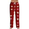 thumbnail image 1 of Fgvctg Valentine's Day Pajama Pants Mens Comfy Sleepwear Wide Leg Pajama Heart Graphic High Waisted Pjs Pants Stretch Fall Spring Drawstring Lounge Pants with Pockets Light pink S, 1 of 6