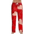 thumbnail image 1 of Fgvctg Valentine's Day Pajama Pants Mens Fashion Sleepwear Wide Leg Pajamas Heart Graphic High Waisted Pjs Pant Stretch Spring Fall Drawstring Lounge Pants with Pockets Hot Pink S, 1 of 6