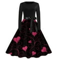thumbnail image 1 of Fgvctg Valentine's Day Party Dresses for Women Trendy Long Sleeve Cocktail Dress Vintage Dinner 1950s Dresses Sweet Love Heart Graphic Outfits Crewneck Clothes Purple Pink 2XL, 1 of 4