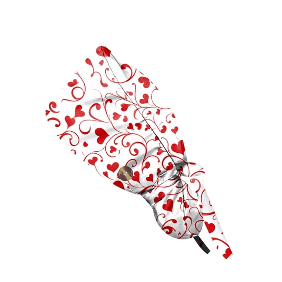 Fgvctg Valentine's Day Scrub Hats For Women Long Hair Head Covering Love Heart Print One Size Adjustable Tie Back Romantic Date Night Scrub Caps Pink