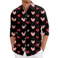 thumbnail image 1 of Fgvctg Valentine's Day Shirts for Men Long Sleeve V Neck Button Down Blouses Soft Date Day Love Heart Print Shirts Plus Size Collared Business Casual Outfits Black 3XL, 1 of 4