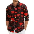 thumbnail image 1 of Fgvctg Valentine's Day Shirts for Men Long Sleeve V Neck Button Down Shirts Fashion Date Day Love Heart Print Collared Blouses Oversized Business Casual Tops Black L, 1 of 4