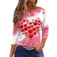 thumbnail image 1 of Fgvctg Valentine's Day Shirts for Women Casual 3/4 Length Sleeve Crewneck Top Romantic Date Night Pullover Shirts Oversized Cute Love Heart Graphic Blouse Gifts For Her Red M, 1 of 5