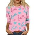 thumbnail image 1 of Fgvctg Valentine's Day Shirts for Women Casual 3/4 Sleeve Crewneck Shirt Date Night Pullover Top Plus Size Cute Love Heart Graphic Blouse Gifts For Her Multicolor M, 1 of 5