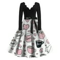 thumbnail image 1 of Fgvctg Valentine's Day Spring Dresses for Women 2026 Dinner Vintage Cocktail Dress 1950s Love Heart Graphic V Neck Dress Classy Elegant Long Sleeve Clothes Hepburn Outfits White XL, 1 of 3