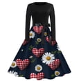 thumbnail image 1 of Fgvctg Valentine's Day Spring Dresses for Women 2026 Romantic Crewneck Vintage Cocktail Dress Cute Heart Print Casual 1950s Tea Dress Long Sleeve Oversized Dressy Outfit Purple 4XL, 1 of 4