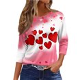 thumbnail image 1 of Fgvctg Valentine's Day Spring Shirts for Women Casual 3/4 Length Sleeve Crewneck Shirt Comfortable Date Night Pullover Tops Loose Sweet Love Heart Graphic Half Sleeve Blouses Light pink XL, 1 of 5